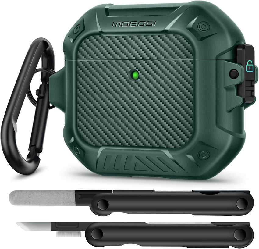 AirPods Case with Lock & Keychain & Cleaner Kit