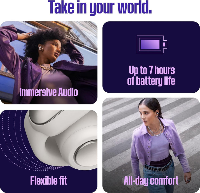 Bose Ultra Open Earbuds - Bluetooth Open Ear Earbuds with OpenAudio for Awareness, Clip-On Design for Comfort, Water Resistant, Up to 48 Hrs of Playtime, Driftwood Sand - Limited Edition Color