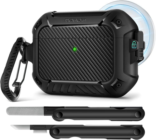 AirPods Case with Lock & Keychain & Cleaner Kit