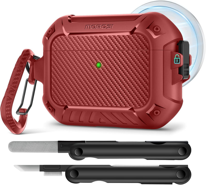 AirPods Case with Lock & Keychain & Cleaner Kit