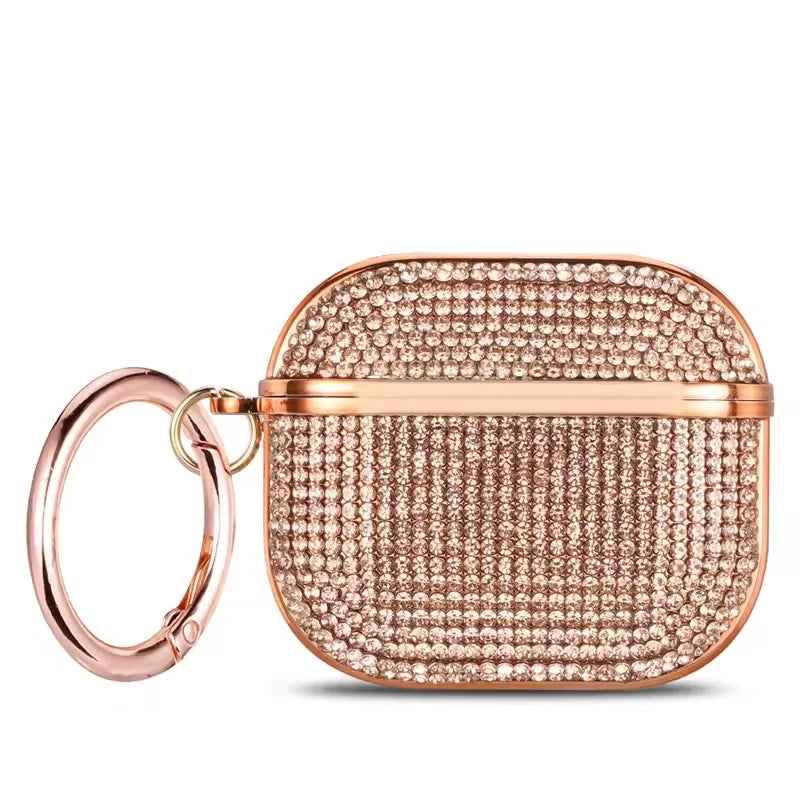 Plated Sparkling Diamond Bluetooth Headphone Case for Apple AirPods 1 3 4th Gen Pro2 Keychain Shockproof Earphone Cover