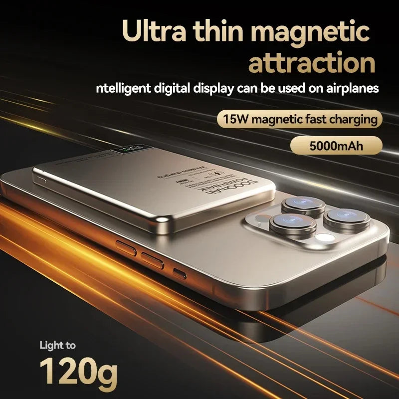 Ultra Wireless Magnetic Power Bank Travel Portable Fast Charging Capacity Digital External Battery For Magsafe IPhone CCC